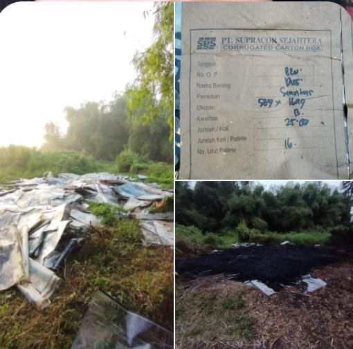DIDUGA MEMBUANG LIMBAH INDUSTRI TANPA IZIN SECARA SEMBARANGAN DI LAHAN MILIK WARGA . DIDUGA MEMBUANG LIMBAH INDUSTRI TANPA IZIN SECARA SEMBARANGAN DI LAHAN MILIK WARGA .